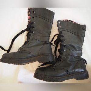 HOLD- Dr. Martens 12 Loop Black and Floral Combat Boots - Women’s 8